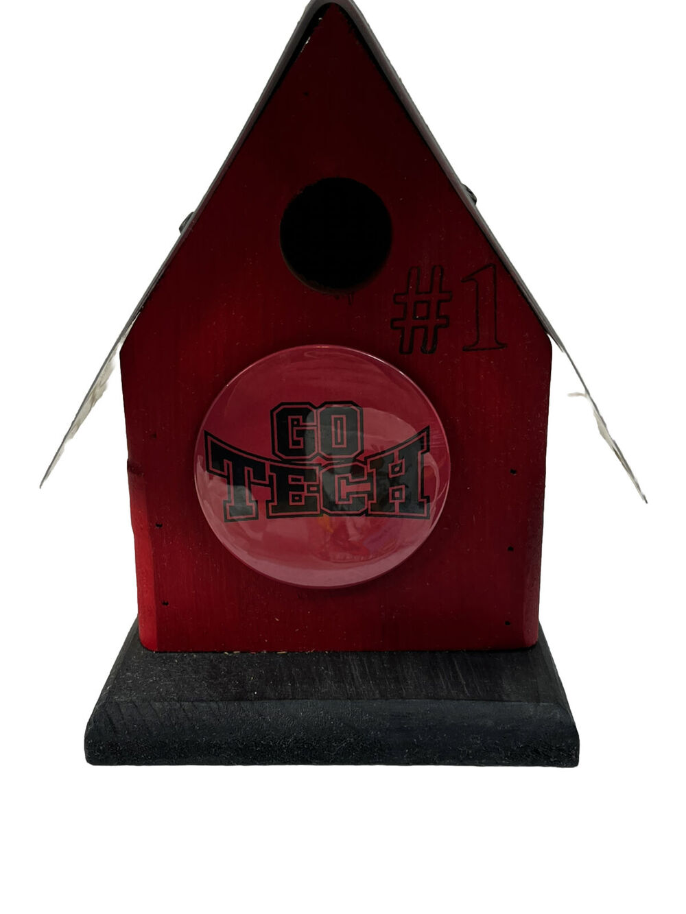 TEXAS TECH UNIVERSITY Birdhouse Handmade Red Raiders Wooden Decoration Tin Roof